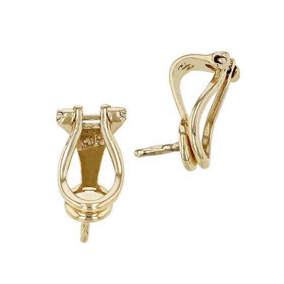 14K Gold Post Earrings - Omega Clip Earrings - Q Evon Fine Jewelry