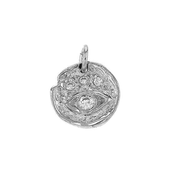 9.5mm rhodium plated cubic zirconia eye charm