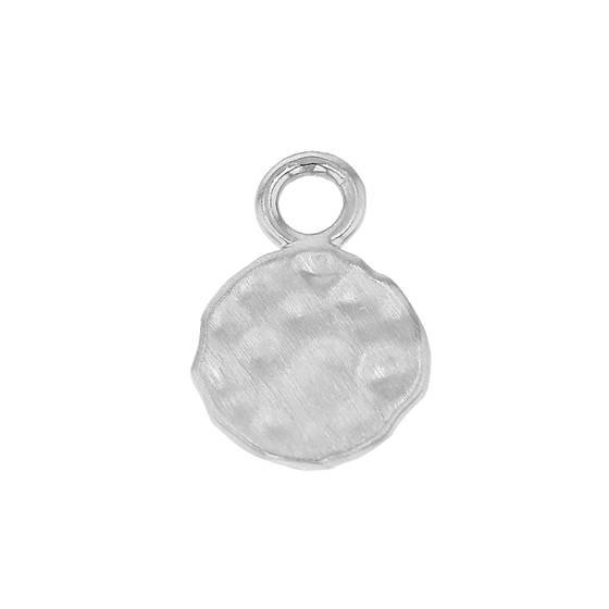 9mm rhodium plated hammered disc charm