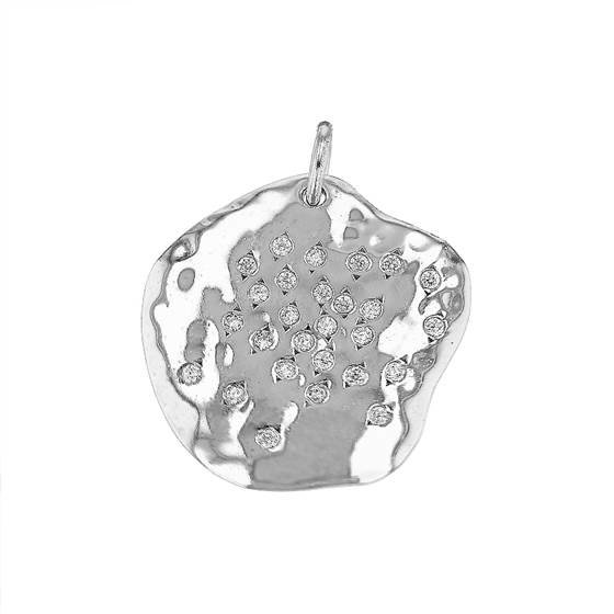 23mm rhodium plated cubic zirconia disc charm