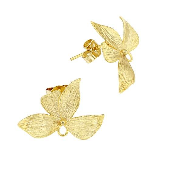 20mm flower stud earring with ring