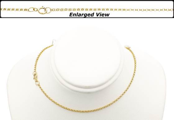 14ky 22 inches 1.4mm chain width ready to wear belcher rolo chain necklace with springring clasp