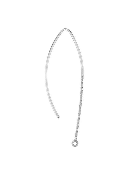 ss 28x12mm earwire with dangling 1.0mm box cable chain