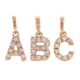 14K Diamond Block Letter Initial Charm