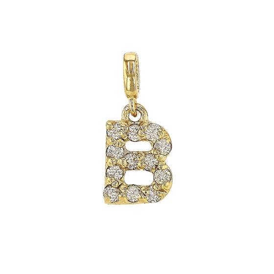 14ky 7mm 12dia.0624ct. diamond block letter b initial charm