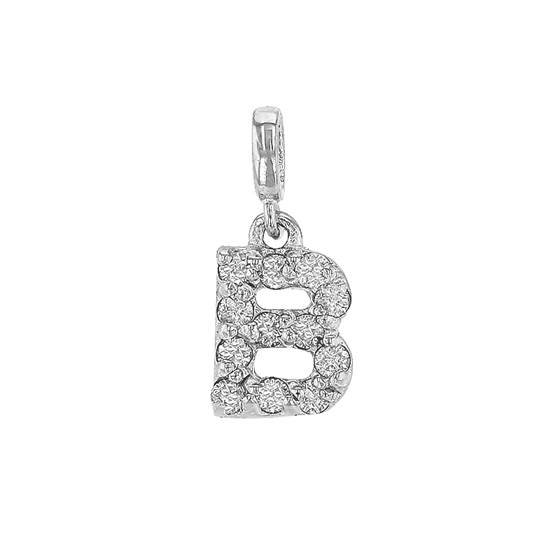 14kw 7mm 12dia.0624ct. diamond block letter b initial charm