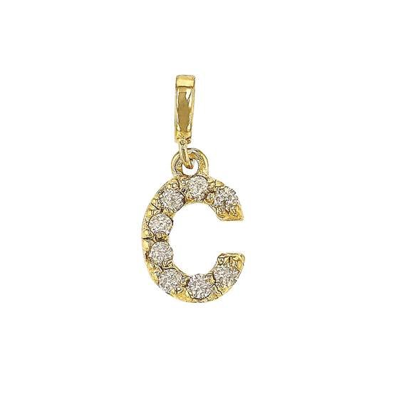 14ky 7mm 8dia.0416ct. diamond block letter c initial charm