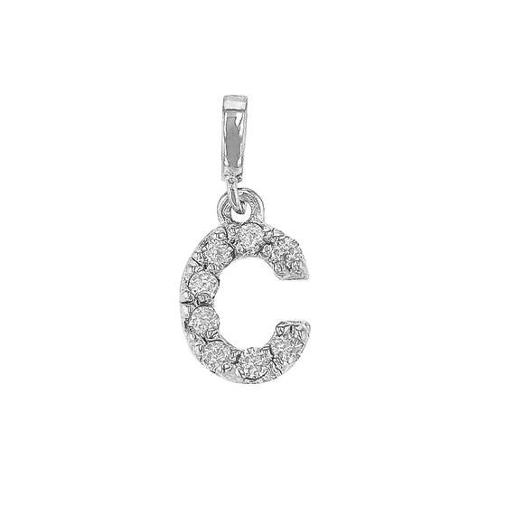 14kw 7mm 8dia.0416ct. diamond block letter c initial charm