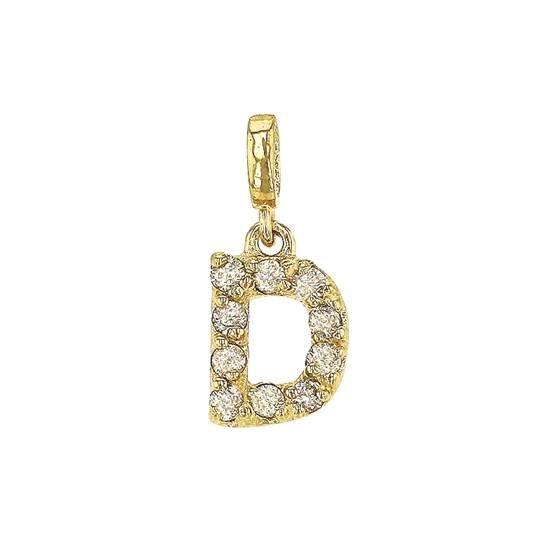 14ky 7mm 10dia.052ct diamond block letter d initial charm