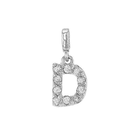 14kw 7mm 10dia.052ct diamond block letter d initial charm