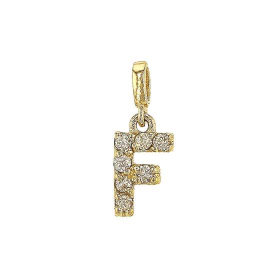 14ky 7mm 7dia.0364ct diamond block letter f initial charm