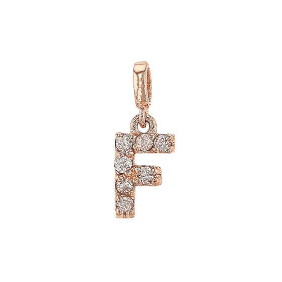 14kr 7mm 7dia.0364ct diamond block letter f initial charm