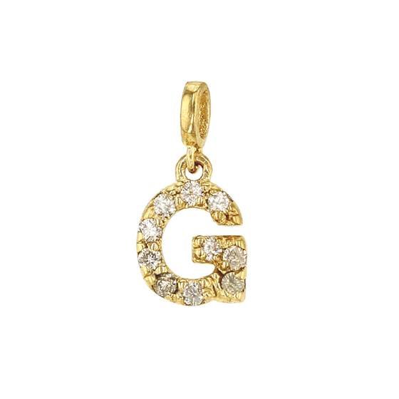 14ky 7mm 10dia.052ct diamond block letter g initial charm