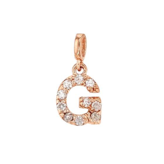 14kr 7mm 10dia.052ct diamond block letter g initial charm