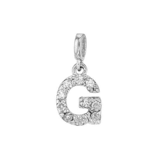 14kw 7mm 10dia.052ct diamond block letter g initial charm