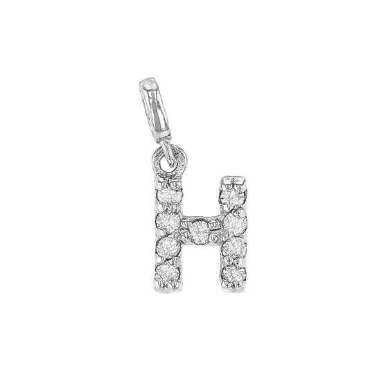 14kw 7mm 9dia.0468ct diamond block letter h initial charm