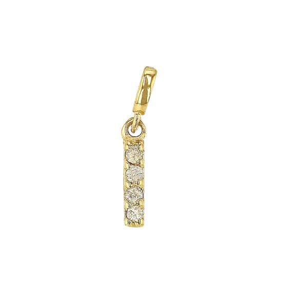 14ky 7mm 4dia.0208ct diamond block letter i initial charm