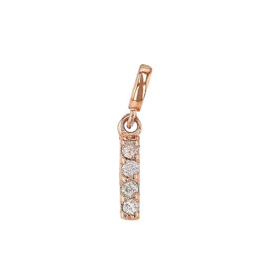 14kr 7mm 4dia.0208ct diamond block letter i initial charm