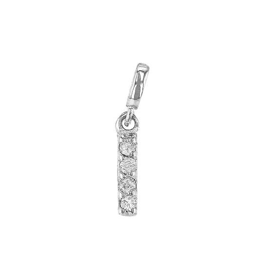 14kw 7mm 4dia.0208ct diamond block letter i initial charm