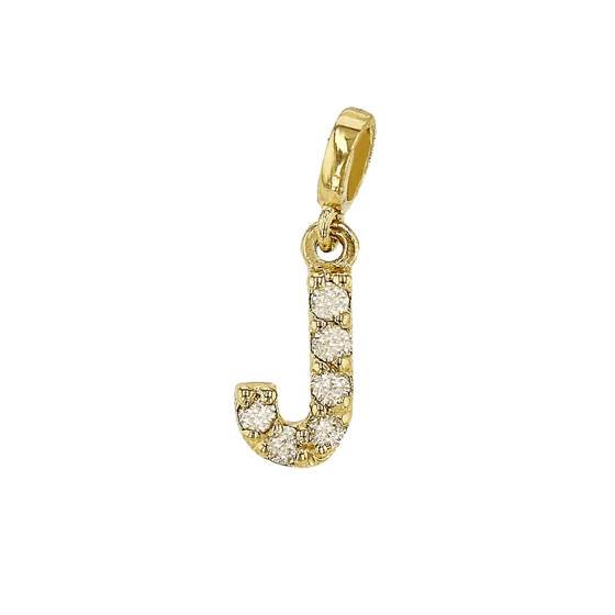 14ky 7mm 6dia.0312ct diamond block letter j initial charm