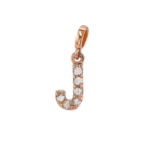 14kr 7mm 6dia.0312ct diamond block letter j initial charm