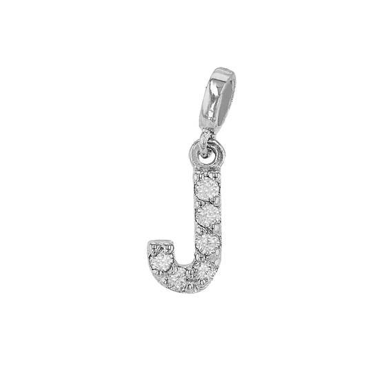 14kw 7mm 6dia.0312ct diamond block letter j initial charm