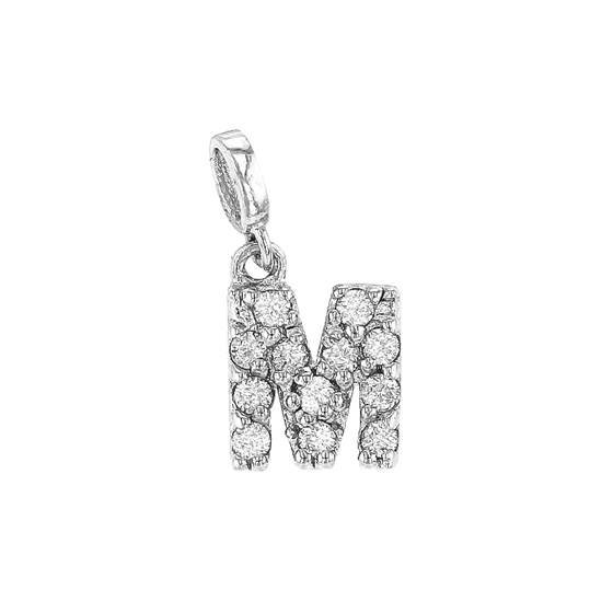 14kw 7mm 12dia.0624ct diamond block letter m initial charm