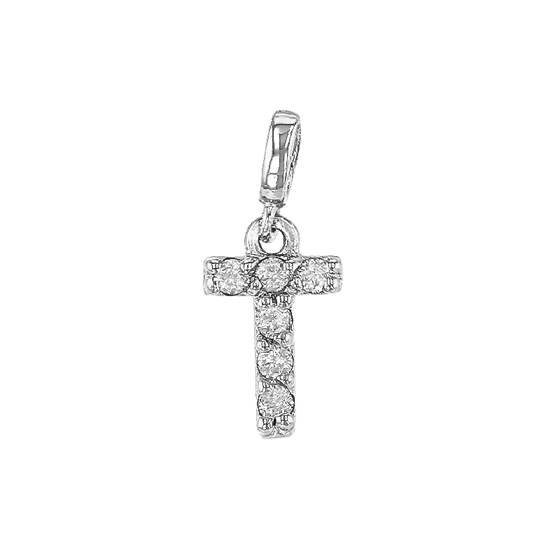 14kw 7mm 6dia.0312ct diamond block letter t initial charm