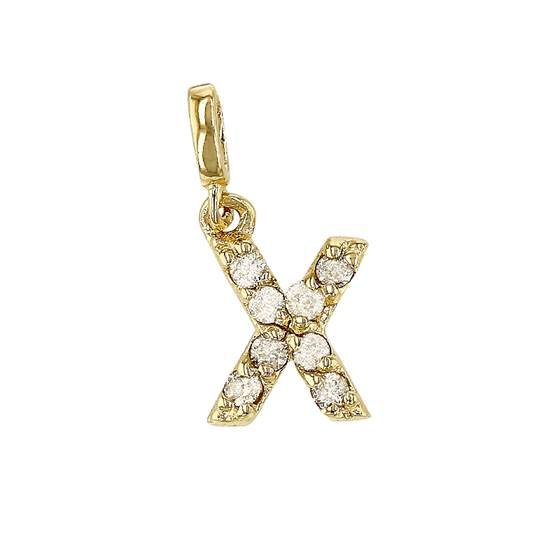 14ky 7mm 8dia.0416ct diamond block letter x initial charm