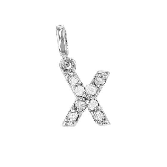 14kw 7mm 8dia.0416ct diamond block letter x initial charm