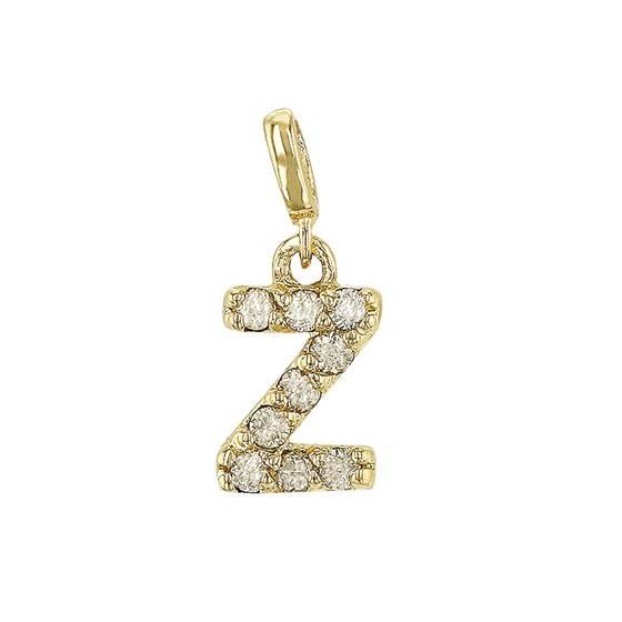 14ky 7mm 9dia.0468ct diamond block letter z initial charm