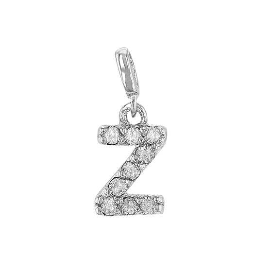 14kw 7mm 9dia.0468ct diamond block letter z initial charm