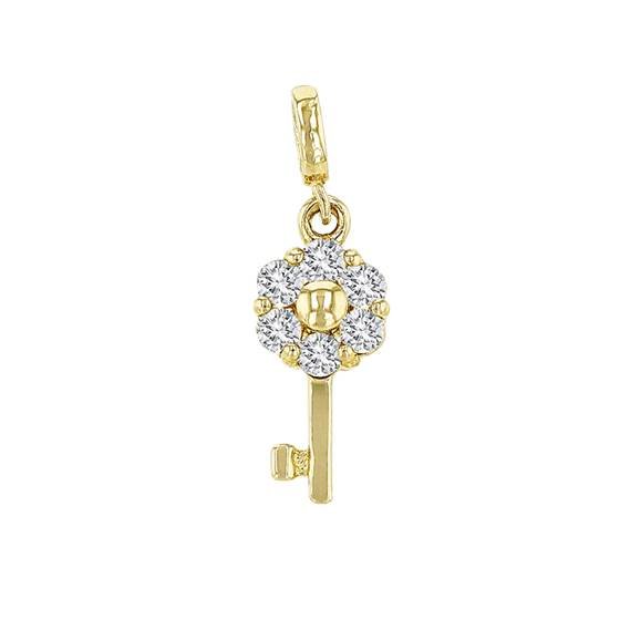 14ky 10x4mm 6dia.07ct diamond key charm