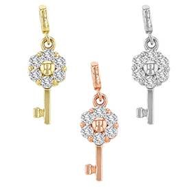 14K Diamond Key Charm