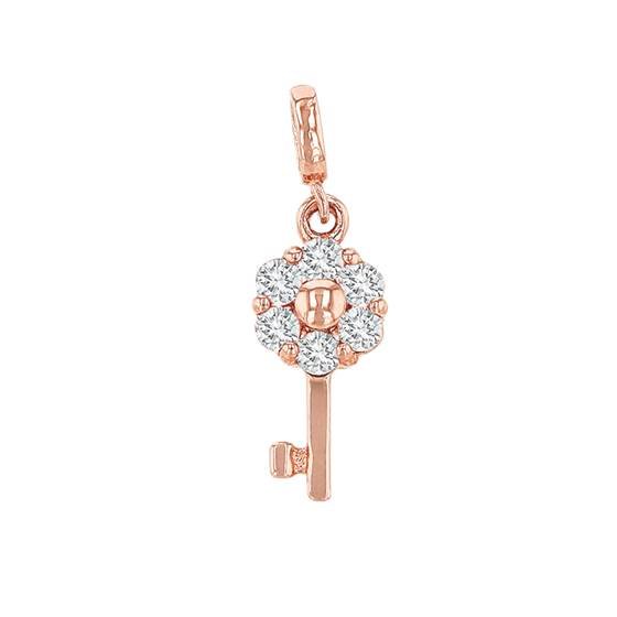 14kr 10x4mm 6dia.07ct diamond key charm