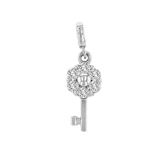 14kw 10x4mm 6dia.07ct diamond key charm