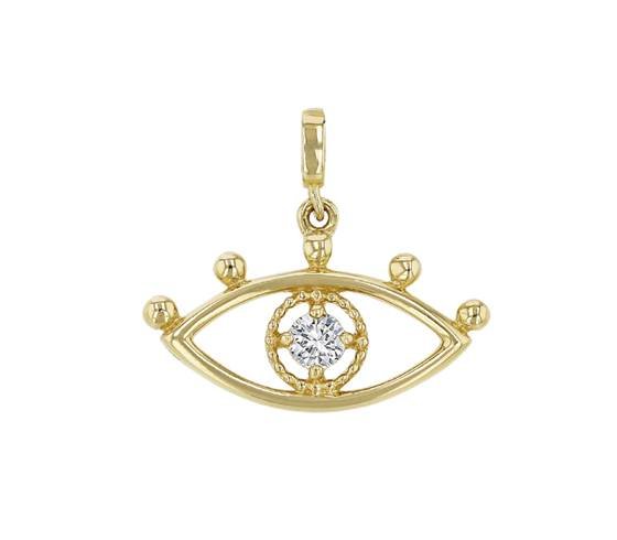 14ky 13mm 1dia.035ct diamond evil eye charm