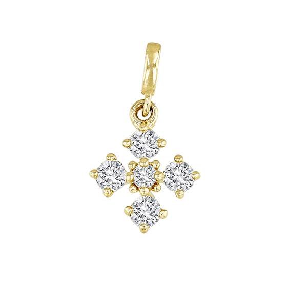 14ky 6.5mm 5dia.105ct diamond cross charm