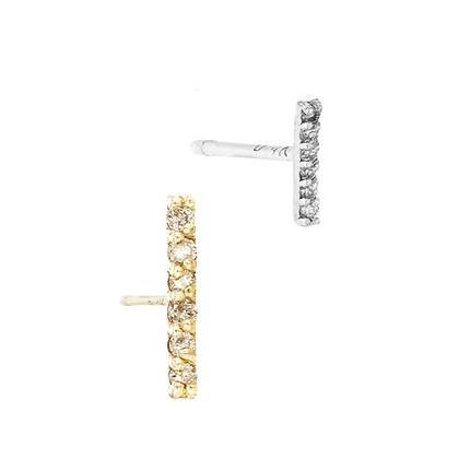 14K Diamond Straight Bar Stud Earring