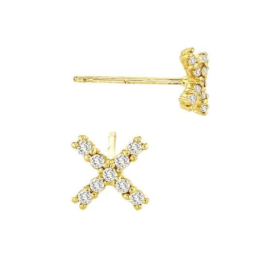 14ky 8mm 9dia.065ct diamond criss cross stud earring