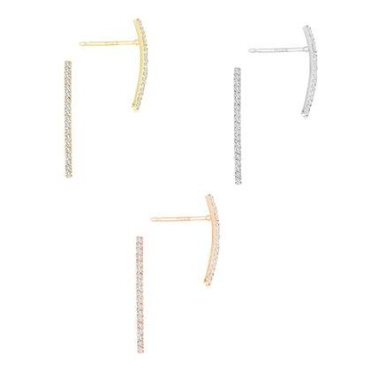 14K Diamond Single Row Bar Stud Earring