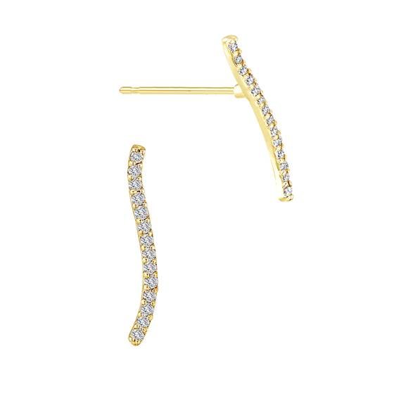 14ky 16mm 14dia.07ct diamond single row curved bar stud earring