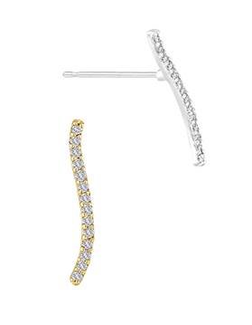 14K Diamond Single Row Curved Stud Earring