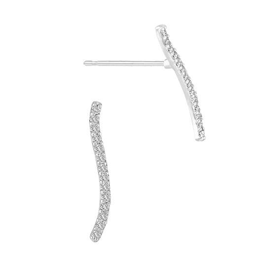 14kw 16mm 14dia.07ct diamond single row curved bar stud earring