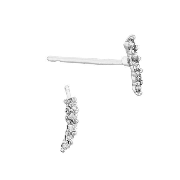 14kw 7mm 5dia.32ct diamond thin curved bar stud earring left side (champagne diamond)