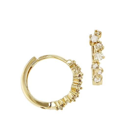 14KY 11MM 7DIA .11CT Diamond Staggered Huggie Earring | Bella Findings ...