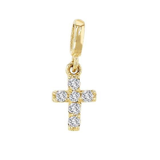 14ky 4x5mm 6dia.03ct diamond cross charm in pave setting