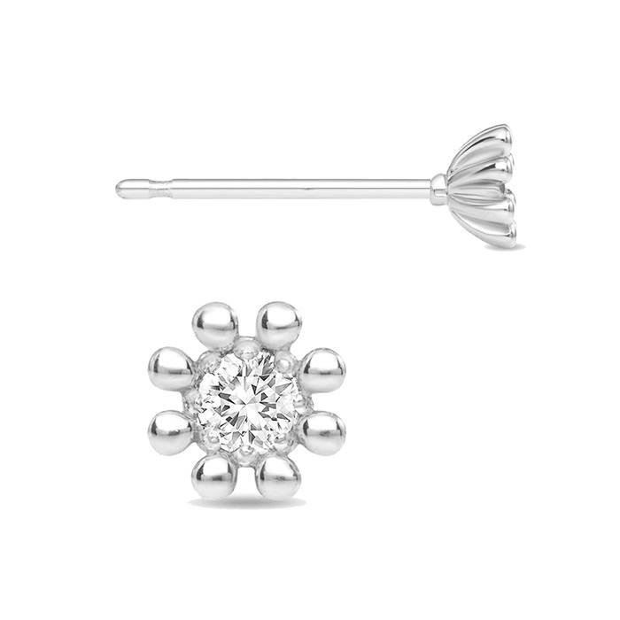 14kw 4mm 1dia.07ct round bead diamond earring