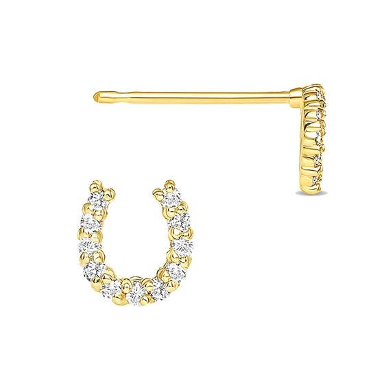 14ky 6mm 11dia.055ct diamond horse shoe stud earring