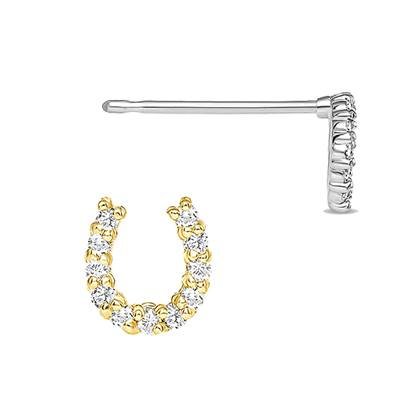 14K Diamond Horse Shoe Stud Earring